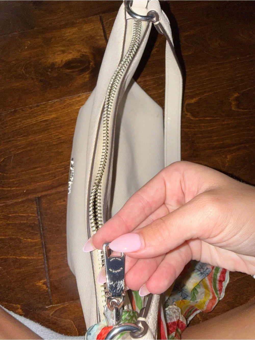 Coach Cream Pebbled Leather Shoulder Bag